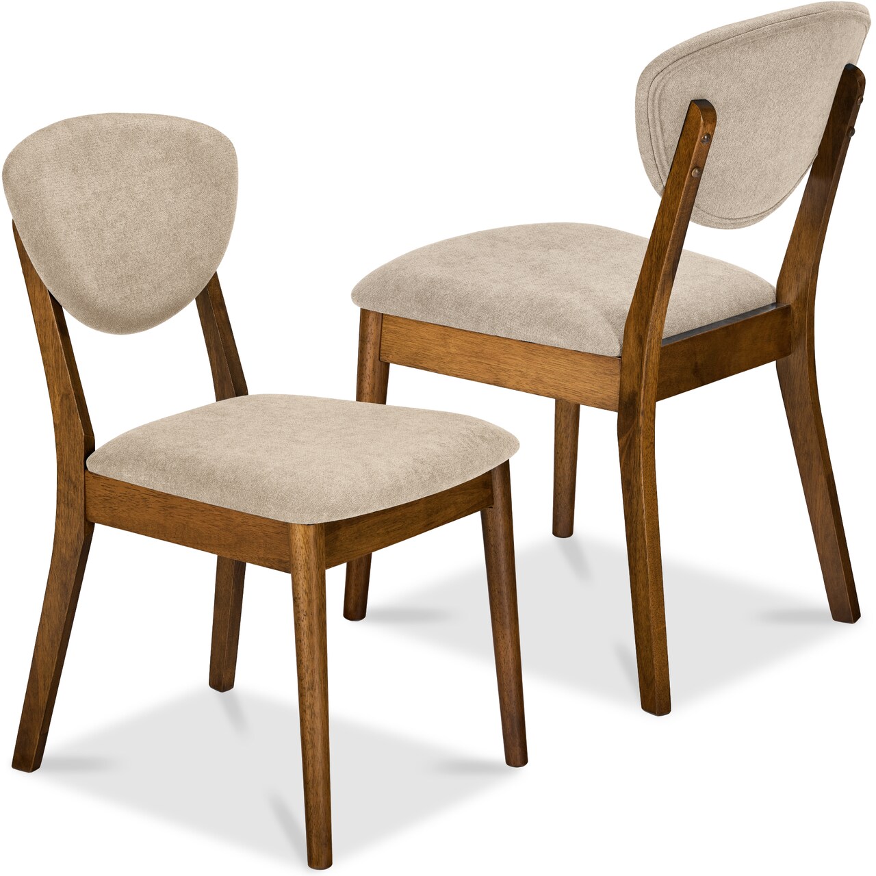 Best Choice Products 2-Piece Mid-Century Modern Wood & Upholstered Dining Chair Set